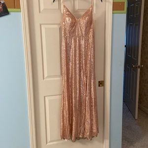 Rose gold sequin bridesmaid dress